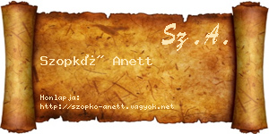 Szopkó Anett névjegykártya
